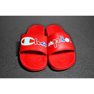 Champion Size 7 M LOGO SLIDE Red Black Sandals Used Women's Shoes